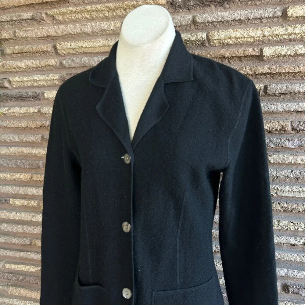 Dean & White Black 100% Boiled Wool Duster Sweater Coat Size Small